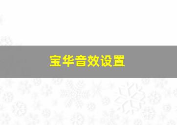 宝华音效设置