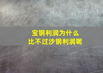 宝钢利润为什么比不过沙钢利润呢