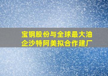 宝钢股份与全球最大油企沙特阿美拟合作建厂