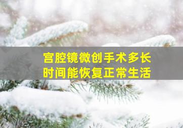 宫腔镜微创手术多长时间能恢复正常生活