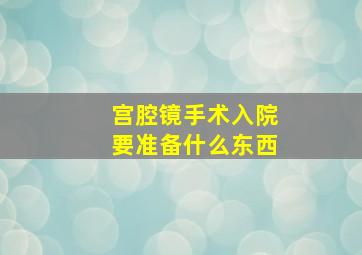 宫腔镜手术入院要准备什么东西