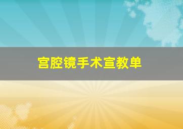 宫腔镜手术宣教单