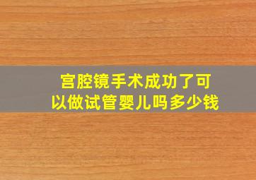 宫腔镜手术成功了可以做试管婴儿吗多少钱