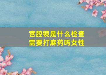 宫腔镜是什么检查需要打麻药吗女性