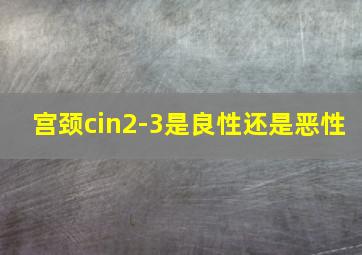 宫颈cin2-3是良性还是恶性