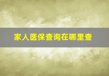 家人医保查询在哪里查