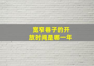 宽窄巷子的开放时间是哪一年