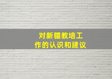 对新疆教培工作的认识和建议