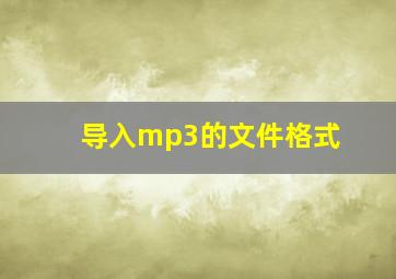 导入mp3的文件格式