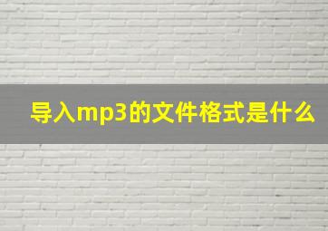 导入mp3的文件格式是什么