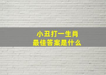 小丑打一生肖最佳答案是什么