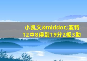 小凯文·波特12中8得到19分2板3助