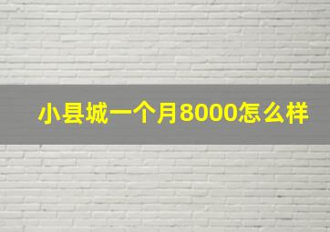 小县城一个月8000怎么样