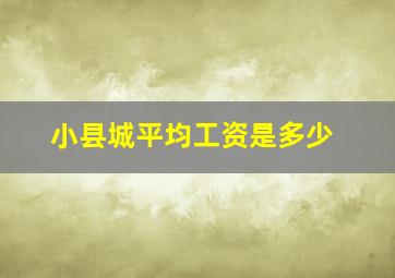 小县城平均工资是多少