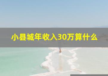 小县城年收入30万算什么