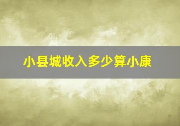 小县城收入多少算小康