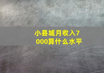 小县城月收入7000算什么水平