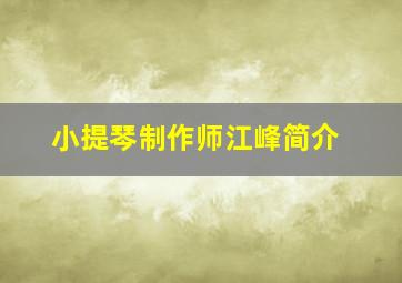 小提琴制作师江峰简介