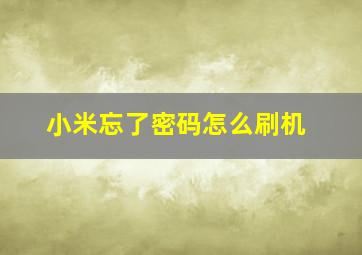 小米忘了密码怎么刷机