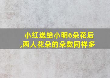 小红送给小明6朵花后,两人花朵的朵数同样多