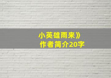 小英雄雨来》作者简介20字