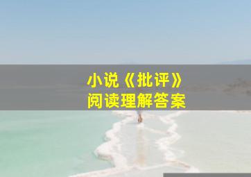 小说《批评》阅读理解答案