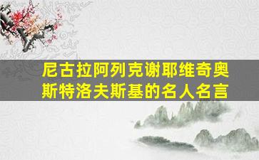 尼古拉阿列克谢耶维奇奥斯特洛夫斯基的名人名言