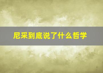 尼采到底说了什么哲学