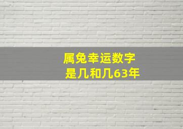 属兔幸运数字是几和几63年