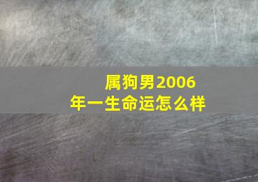 属狗男2006年一生命运怎么样