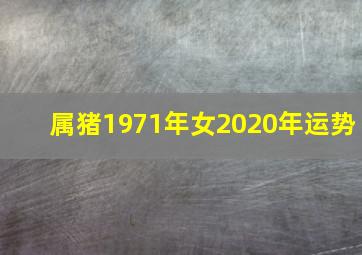 属猪1971年女2020年运势