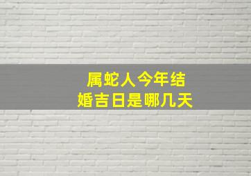 属蛇人今年结婚吉日是哪几天