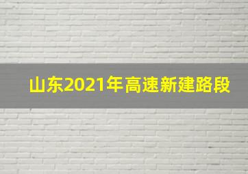 山东2021年高速新建路段