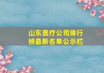 山东医疗公司排行榜最新名单公示栏