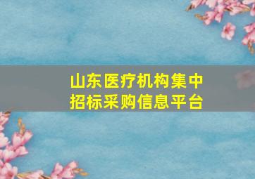 山东医疗机构集中招标采购信息平台