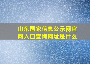 山东国家信息公示网官网入口查询网址是什么