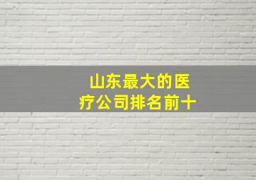 山东最大的医疗公司排名前十