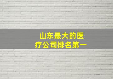 山东最大的医疗公司排名第一