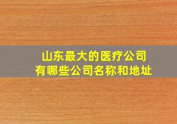 山东最大的医疗公司有哪些公司名称和地址