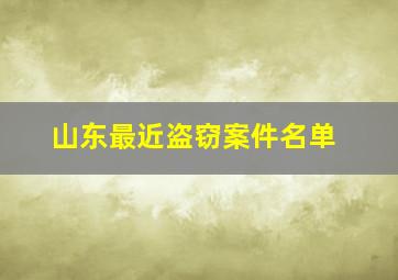 山东最近盗窃案件名单