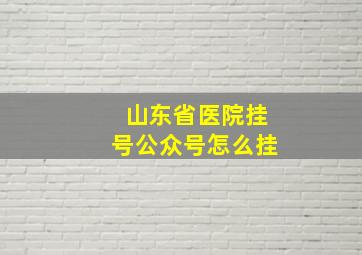 山东省医院挂号公众号怎么挂