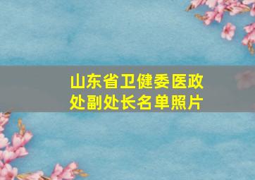 山东省卫健委医政处副处长名单照片