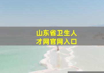 山东省卫生人才网官网入口