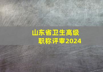 山东省卫生高级职称评审2024