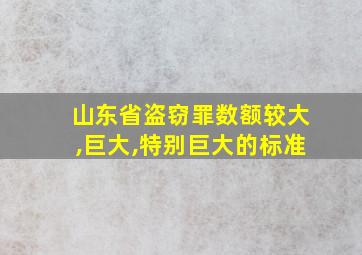 山东省盗窃罪数额较大,巨大,特别巨大的标准