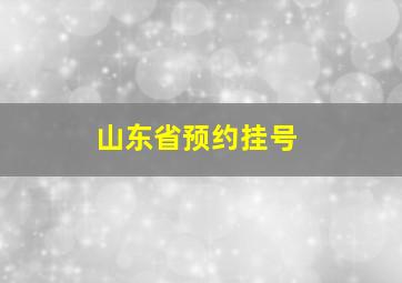 山东省预约挂号