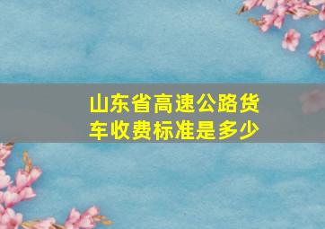 山东省高速公路货车收费标准是多少