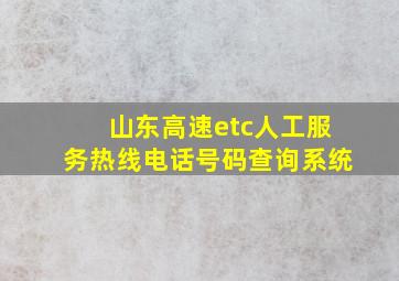 山东高速etc人工服务热线电话号码查询系统