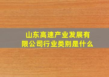 山东高速产业发展有限公司行业类别是什么