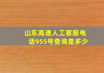 山东高速人工客服电话955号查询是多少